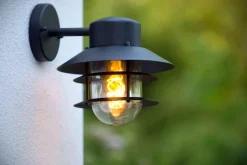 Außenlampe Wand Glas Aluminium Schwarz IP44 E27 Balkon< Außenwandleuchten|Metall Lampen