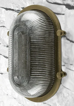 Außenwandleuchten|Feuchtraumleuchten*Andromeda Außenlampe Wand Glas Messing E27 IP64 B: 26 cm