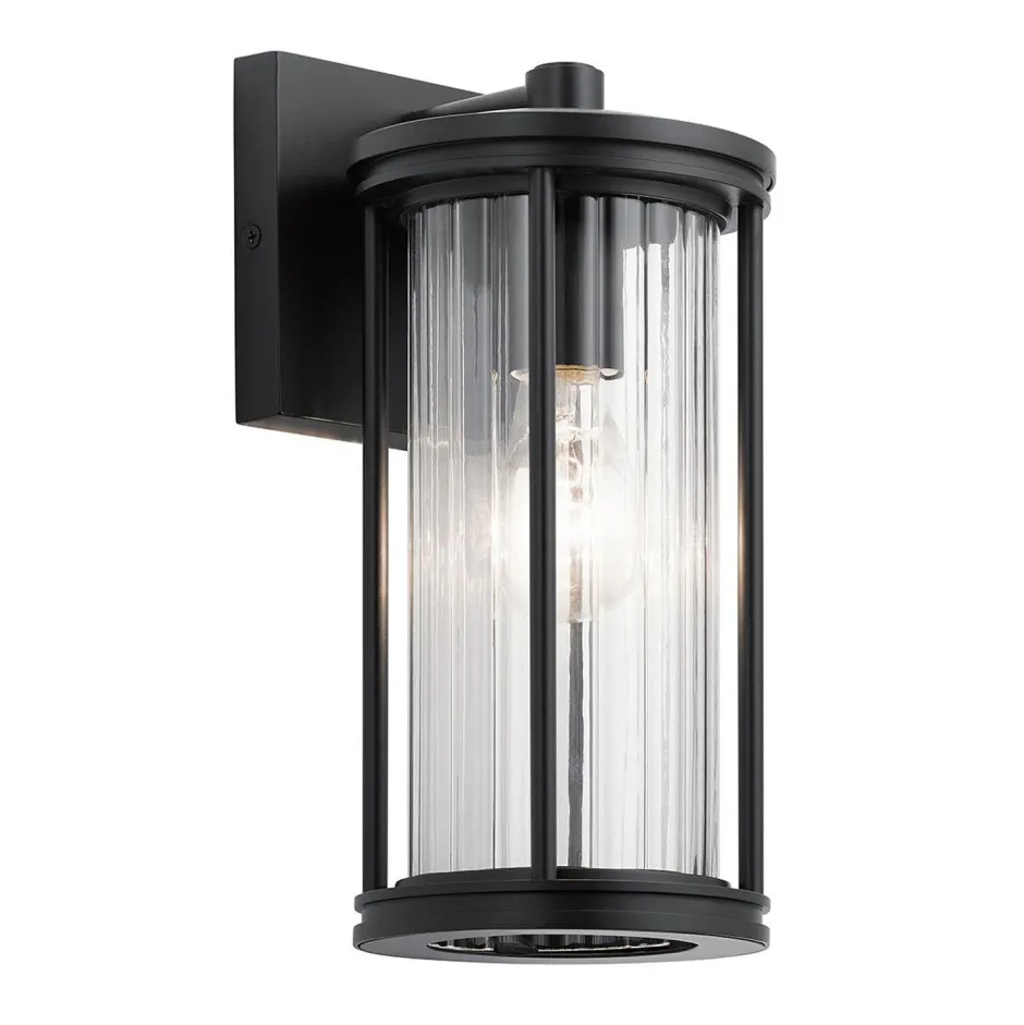 Elstead Außenlampe Wand IP44 H: 29 cm Glas Aluminium Schwarz< Außenwandleuchten|Gartenlaternen