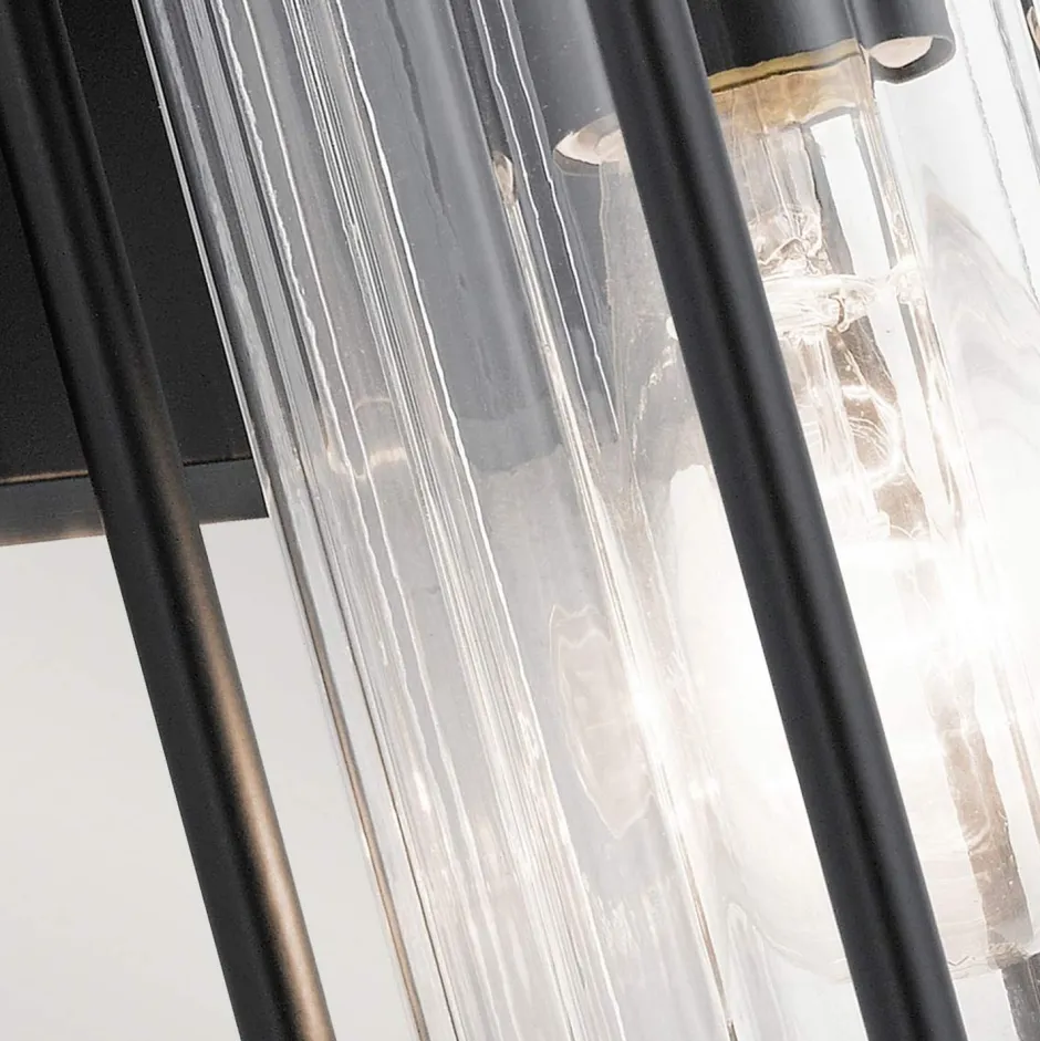 Elstead Außenlampe Wand IP44 H: 29 cm Glas Aluminium Schwarz< Außenwandleuchten|Gartenlaternen