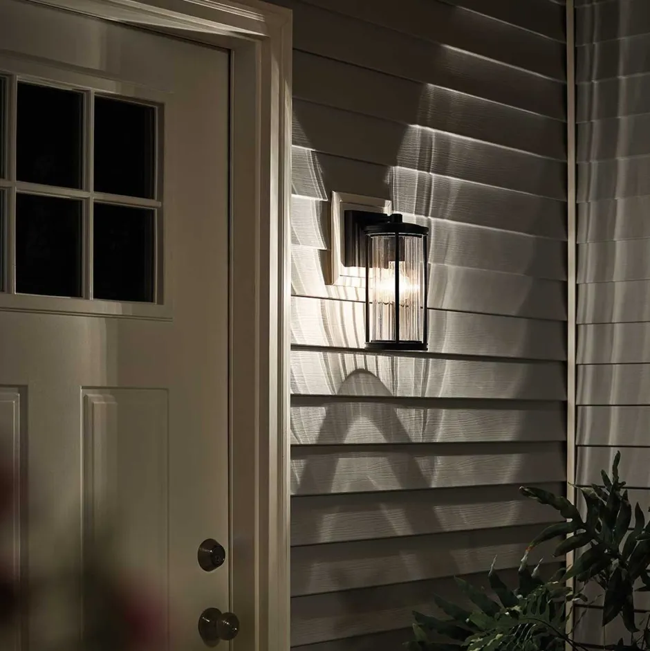 Elstead Außenlampe Wand IP44 H: 29 cm Glas Aluminium Schwarz< Außenwandleuchten|Gartenlaternen