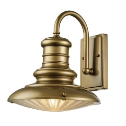 Elstead Außenlampe Wand IP44 in Messing antik E27 Glas Aluminium< Außenleuchten Antik|Außenwandleuchten