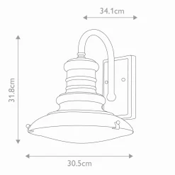 Elstead Außenlampe Wand IP44 in Messing antik E27 Glas Aluminium< Außenleuchten Antik|Außenwandleuchten