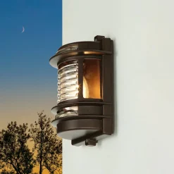 Lido Außenlampe Wand IP64 Messing Glas E27 H: 22 cm GRACIA< Rustikale Lampen|Metall Lampen