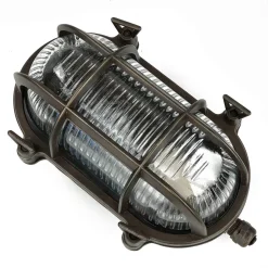 Lido Außenlampe Wand Maritim Messing Riffelglas Schwarz antik< Rustikale Lampen|Metall Lampen