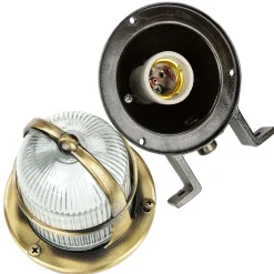 Rustikale Lampen|Metall Lampen*Lido Außenlampe Wand Mesisng Glas massiv rostfrei