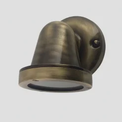 Außenwandleuchten|Rustikale Lampen*Andromeda Außenlampe Wand Messing Glas H: 14 cm IP64 GU10 Downlight