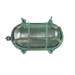 Rustikale Lampen|Metall Lampen*Lido Außenlampe Wand Messing Glas IP64 E27 Maritim Grün antik