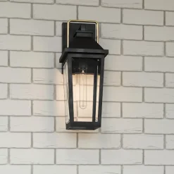 Elstead Außenlampe Wand Schwarz E27 IP44 H: 42,9 cm Rustikal< Stofflampen|Rustikale Lampen
