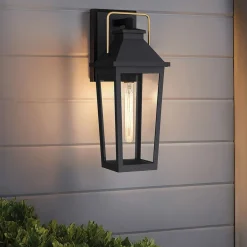 Elstead Außenlampe Wand Schwarz E27 IP44 H: 42,9 cm Rustikal< Stofflampen|Rustikale Lampen