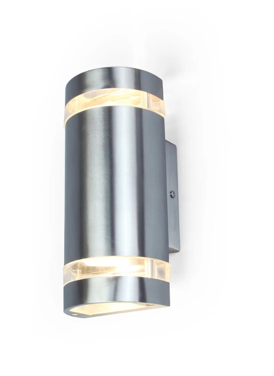 Metall Lampen|Moderne Außenleuchten*Eco-Light Außenlampe Wand Up Down Edelstahl H:23,5 cm IP44 GU10