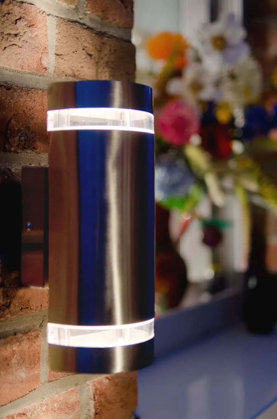 Metall Lampen|Moderne Außenleuchten*Eco-Light Außenlampe Wand Up Down Edelstahl H:23,5 cm IP44 GU10