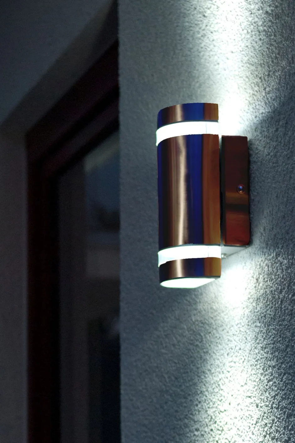 Metall Lampen|Moderne Außenleuchten*Eco-Light Außenlampe Wand Up Down Edelstahl H:23,5 cm IP44 GU10