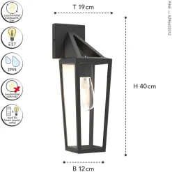 Eco-Light Außenlaterne Wand Glas Aluminium E27 IP44 H:40 cm< Metall Lampen|Moderne Außenleuchten