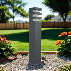 Metall Lampen|Wegeleuchten*SU-MA Außenleuchte Anthrazit 50 cm eckig IP54 wetterfest