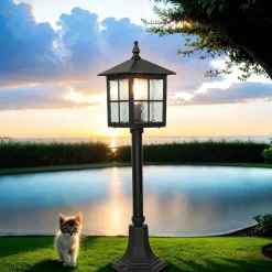 Rustikale Lampen|Metall Lampen*SU-MA Außenleuchte BAARLE 76cm Schwarz IP43 Aluminium