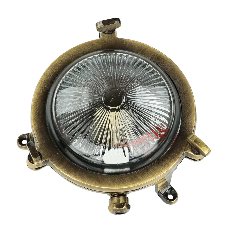 Lido Außenleuchte Bullauge G9 Ø 14 cm Messing Glas< Rustikale Lampen|Metall Lampen