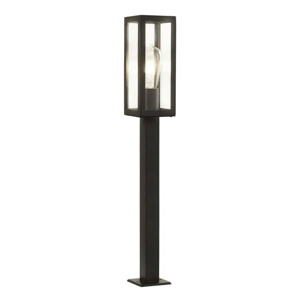 Metall Lampen|Wegeleuchten*Searchlight Außenleuchte Edelstahl Glas IP44 E27 90 cm Schwarz