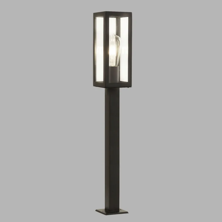 Metall Lampen|Wegeleuchten*Searchlight Außenleuchte Edelstahl Glas IP44 E27 90 cm Schwarz
