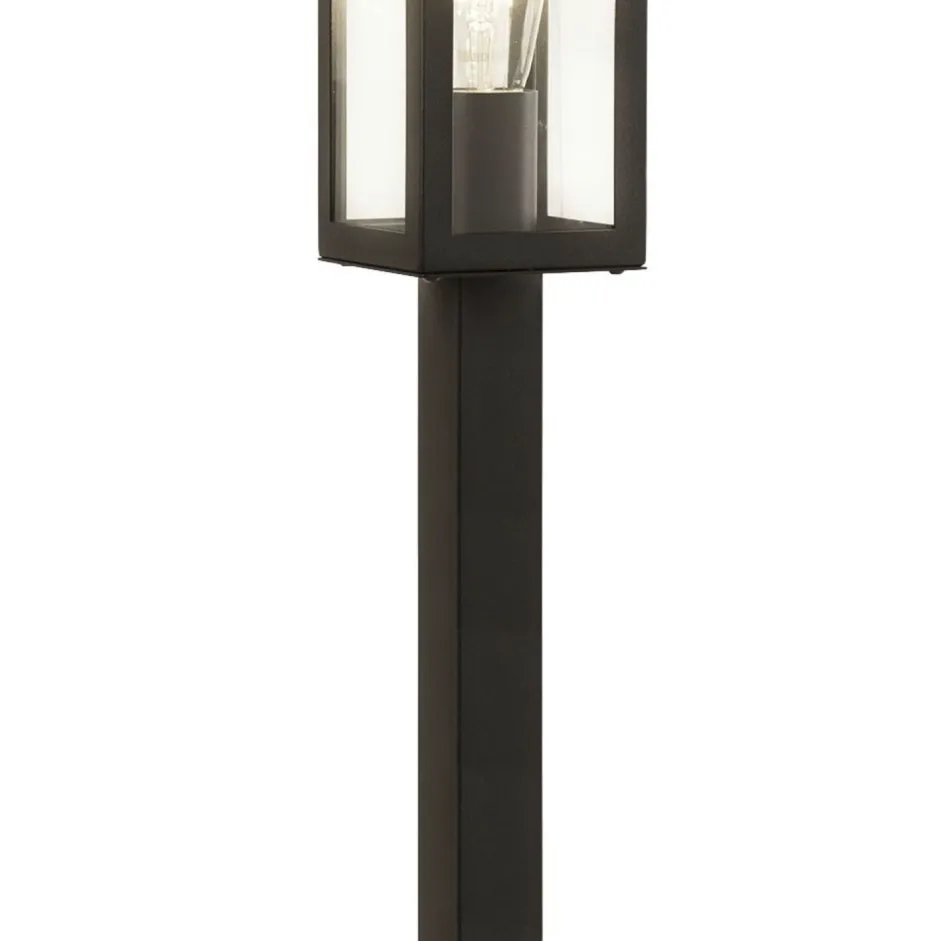 Metall Lampen|Wegeleuchten*Searchlight Außenleuchte Edelstahl Glas IP44 E27 90 cm Schwarz
