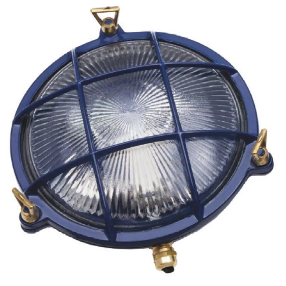 Außenleuchten Antik|Außenwandleuchten*Lido Außenleuchte Messing Glas Ø 21 cm E27 Blau IP64 SERIFOS