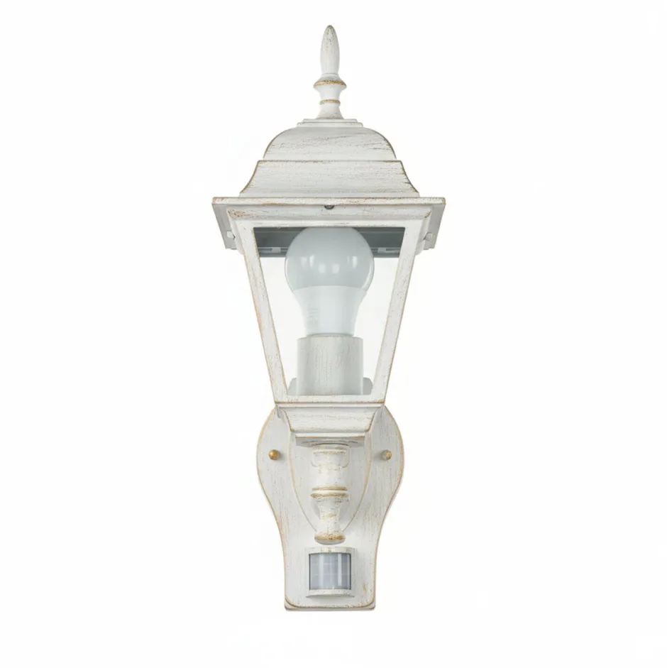 Metall Lampen|Rustikale Lampen*Easylight Außenleuchte mit Bewegungsmelder Sensor TIROL Weiß Gold