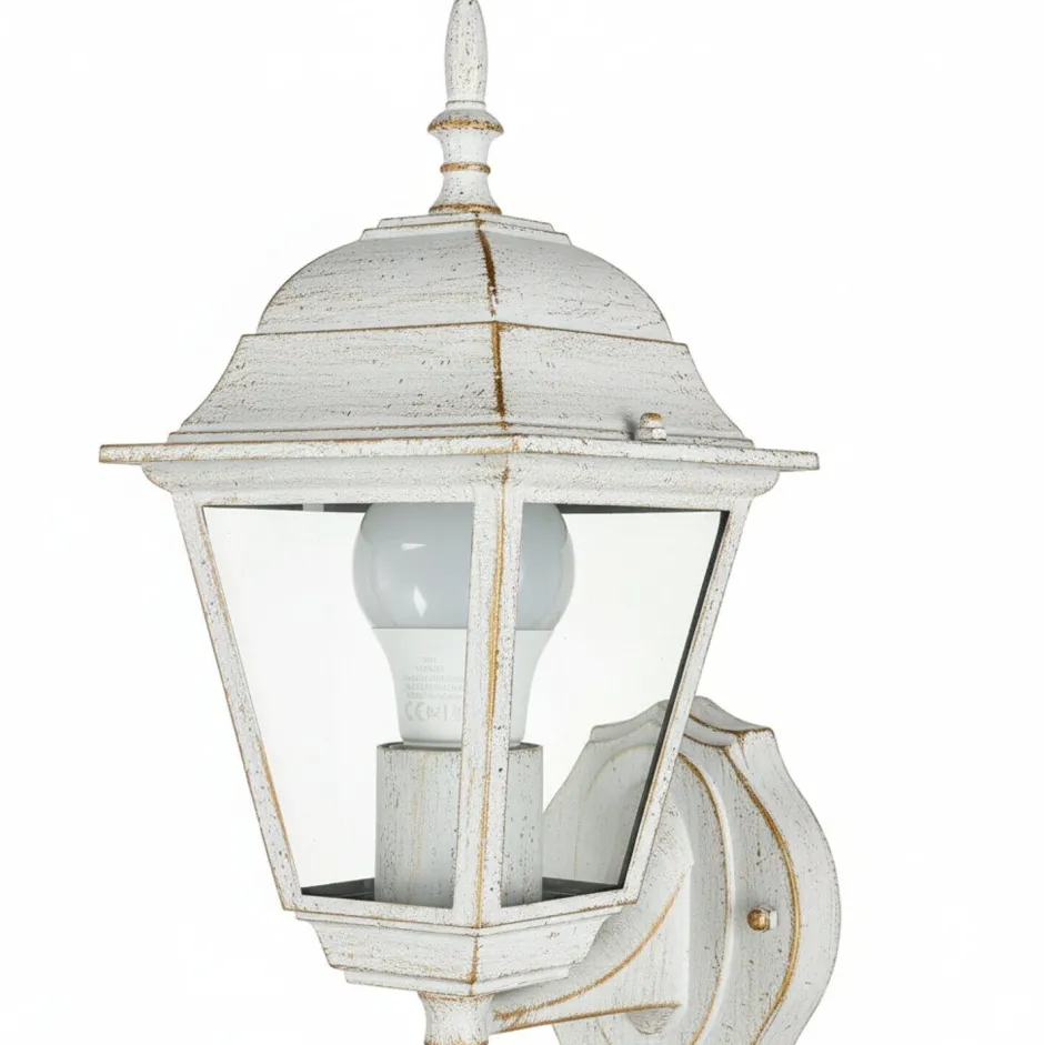 Metall Lampen|Rustikale Lampen*Easylight Außenleuchte mit Bewegungsmelder Sensor TIROL Weiß Gold