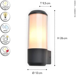 Metall Lampen|Außenwandleuchten*Eco-Light Außenleuchte Wand Aluminium E27 IP44 26,2 cm blendarm