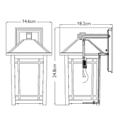 Metall Lampen|Rustikale Lampen*Elstead Außenleuchte Wand E27 IP44 H: 24,8 cm Aluminium Glas