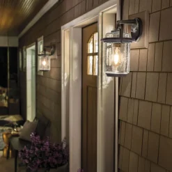 Außenwandleuchten|Gartenlaternen*Elstead Außenleuchte Wand Glas Aluminium E27 IP44 35,6 cm hoch