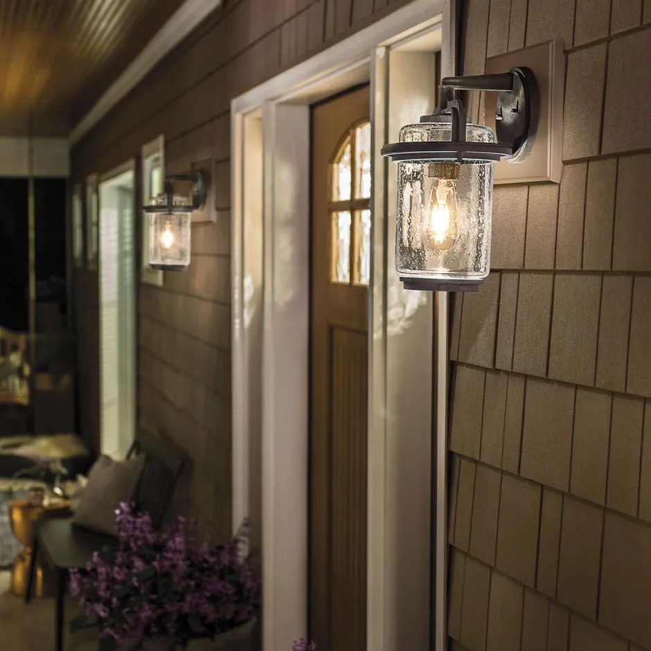 Außenwandleuchten|Gartenlaternen*Elstead Außenleuchte Wand Glas Aluminium E27 IP44 35,6 cm hoch