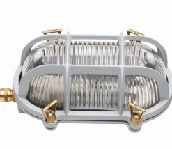 Lido Außenleuchte Wand Glas Messing E27 IP64 B: 18 cm Grau Keller< Außenwandleuchten|Messinglampen