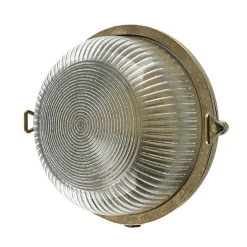 Andromeda Außenleuchte Wand Glas Messing massiv E27 IP64 rund< Außenwandleuchten|Messinglampen