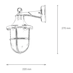 Rustikale Lampen|Metall Lampen*Lido Außenleuchte Wand IP64 E27 Glas Messing Maritim Blau
