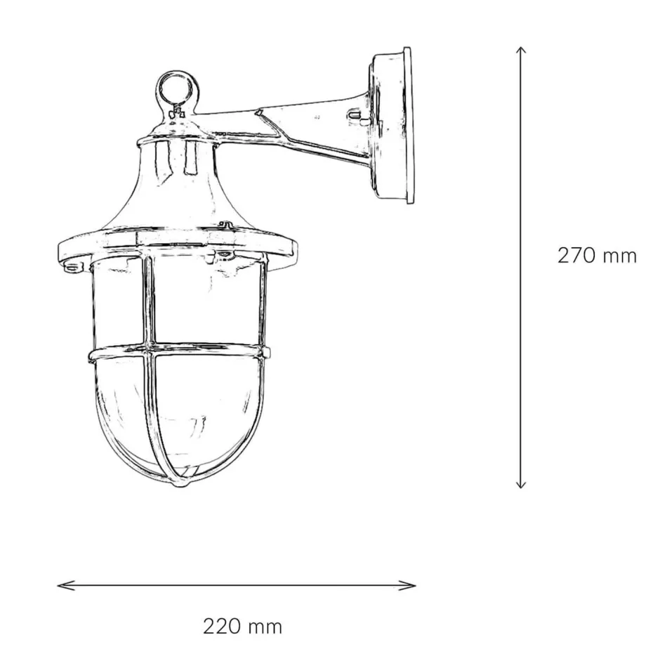 Rustikale Lampen|Metall Lampen*Lido Außenleuchte Wand IP64 E27 Glas Messing Maritim Blau