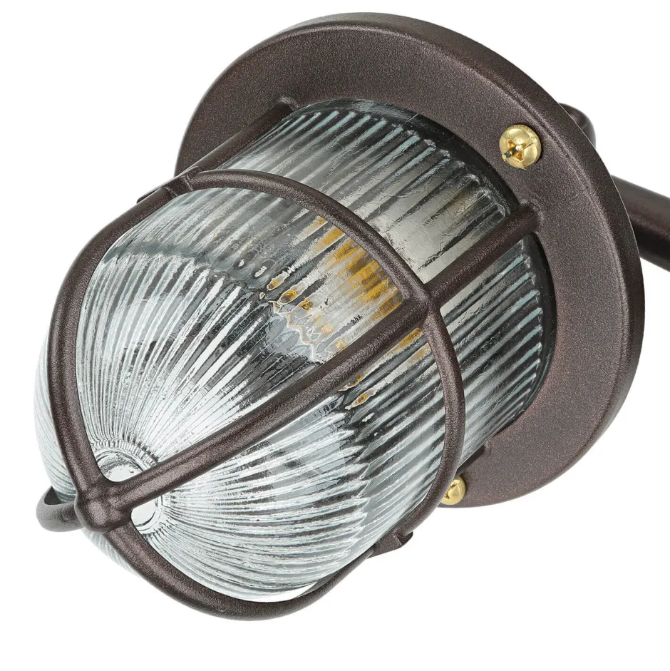 Rustikale Lampen|Metall Lampen*Lido Außenleuchte Wand IP64 E27 Rostbraun antik Echt-Messing Maritim