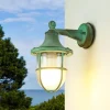 Lido Außenleuchte Wand IP64 Grün antik Glas Echt-Messing E27< Rustikale Lampen|Metall Lampen