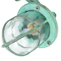 Lido Außenleuchte Wand IP64 Grün antik Glas Echt-Messing E27< Rustikale Lampen|Metall Lampen