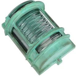 Rustikale Lampen|Metall Lampen*Lido Außenleuchte Wand IP64 Messing Glas Grün antik E27