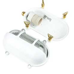 Lido Außenleuchte Wand IP64 Messing Riffelglas Maritim E27< Rustikale Lampen|Metall Lampen