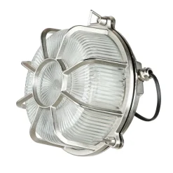 Außenwandleuchten|Moderne Lampen*Lido Außenleuchte Wand Maritim Echt-Messing Riffelglas E27