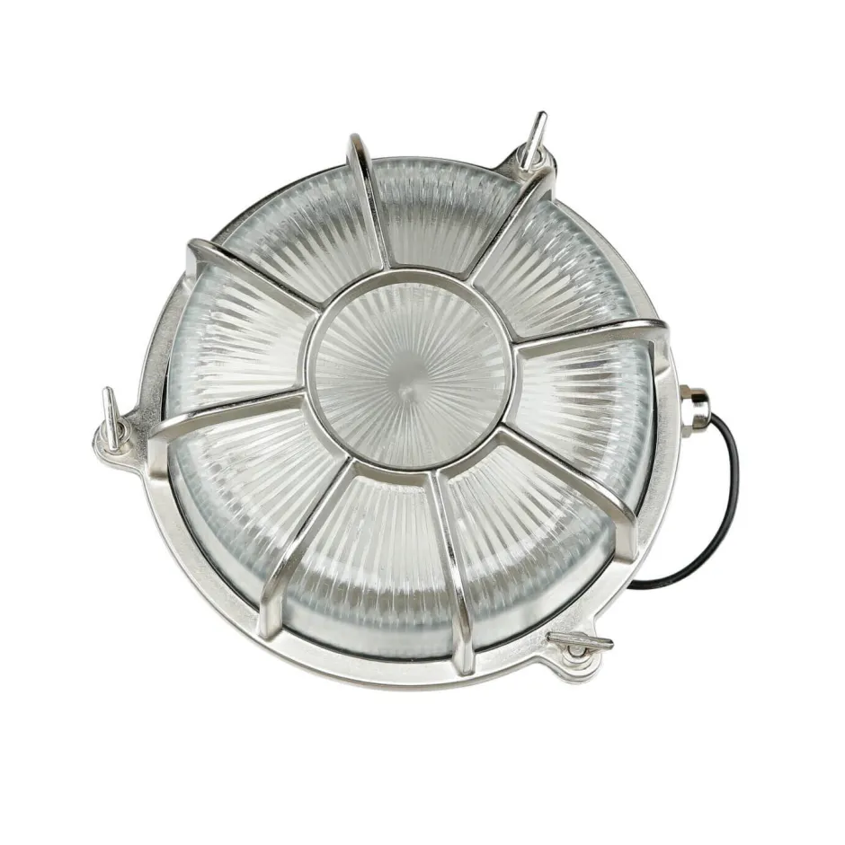 Außenwandleuchten|Moderne Lampen*Lido Außenleuchte Wand Maritim Echt-Messing Riffelglas E27