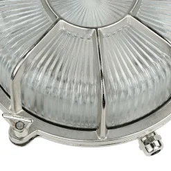 Außenwandleuchten|Moderne Lampen*Lido Außenleuchte Wand Maritim Echt-Messing Riffelglas E27