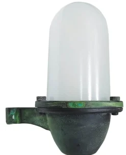 Lido Außenleuchte Wand Messing Glas H: 21 cm IP64 Grün Antik< Außenleuchten Antik|Außenwandleuchten