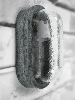 Andromeda Außenleuchte Wand Messing massiv Glas 23 cm breit IP64< Außenwandleuchten|Feuchtraumleuchten