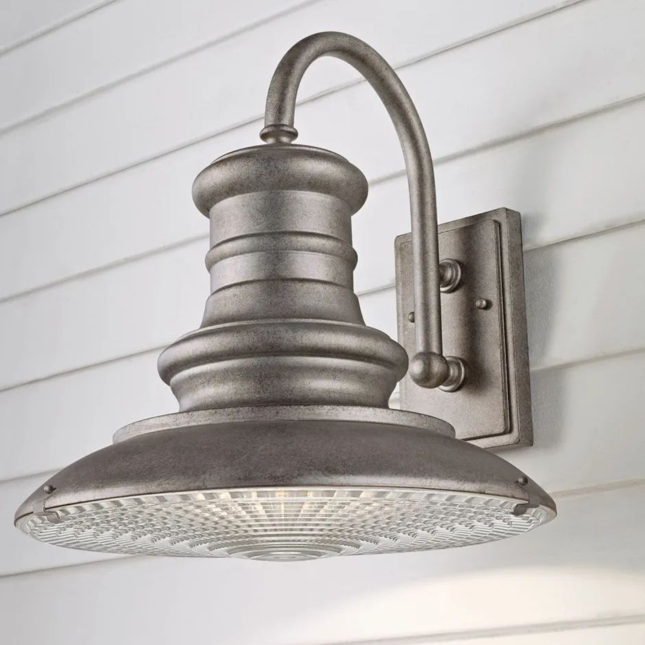 Außenleuchten Antik|Außenwandleuchten*Elstead Außenwandlampe Aluminium Glas IP44 Industrie Design E27