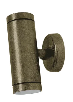Außenwandleuchten|Messinglampen*Andromeda Außenwandlampe Echt-Messing Glas GU10 IP44 16,5 cm hoch