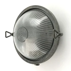 Andromeda Außenwandlampe Echt-Messing Glas E27 IP64 Zinn rund< Außenwandleuchten|Messinglampen