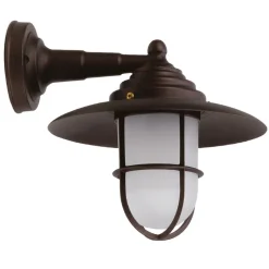 Lido Außenwandlampe Echt-Messing Glas B: 26 cm IP43 E27 Maritim< Außenleuchten Antik|Außenwandleuchten