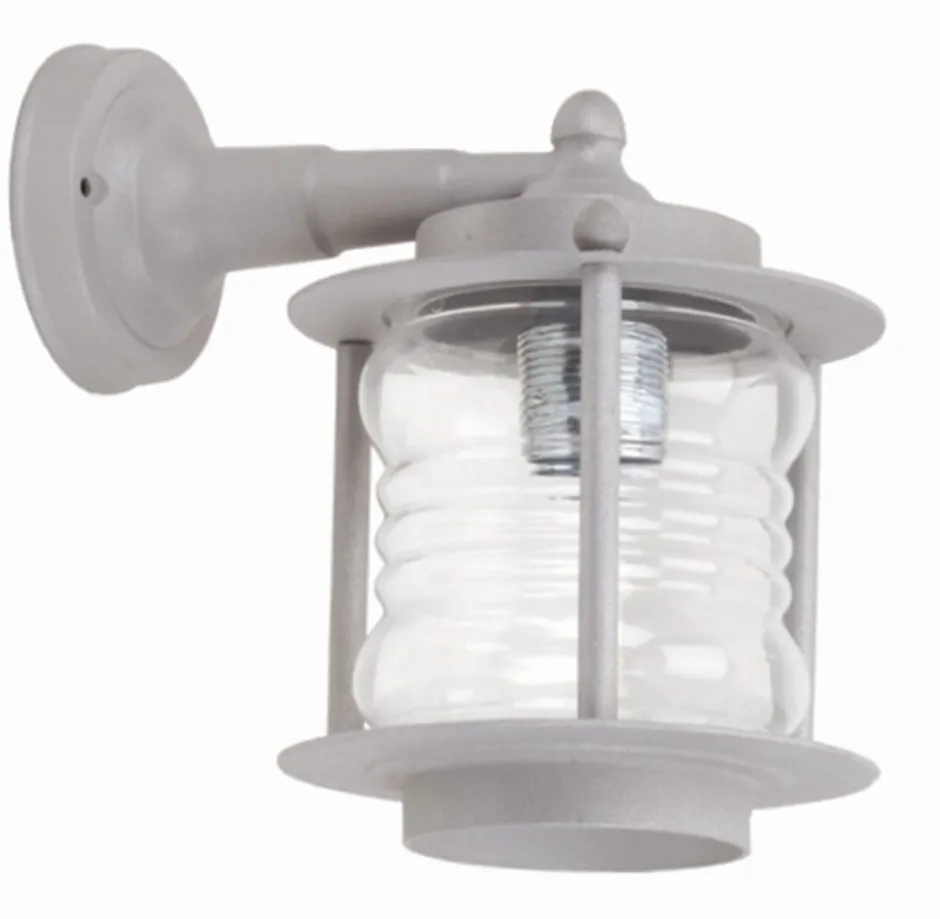 Lido Außenwandlampe Echt-Messing Glas E27 IP23 H: 24 cm Grau< Außenwandleuchten|Gartenlaternen